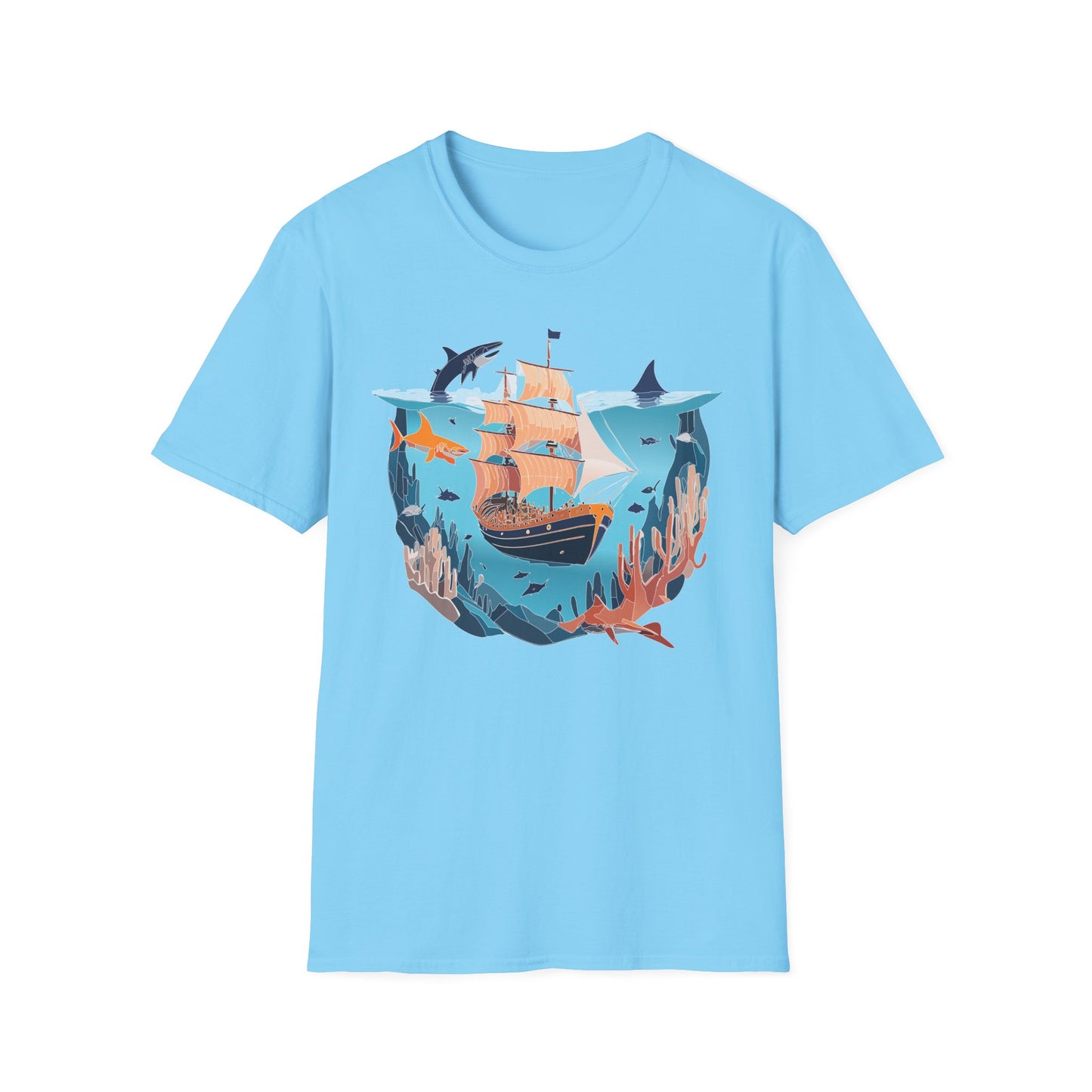 Ocean Tee Shirt, Ocean Shirt, Shirt with Ocean, U boat Tees, Shirt with U-Boat