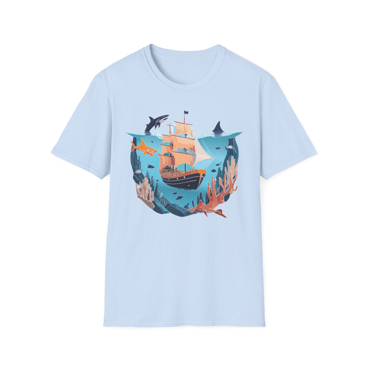 Ocean Tee Shirt, Ocean Shirt, Shirt with Ocean, U boat Tees, Shirt with U-Boat
