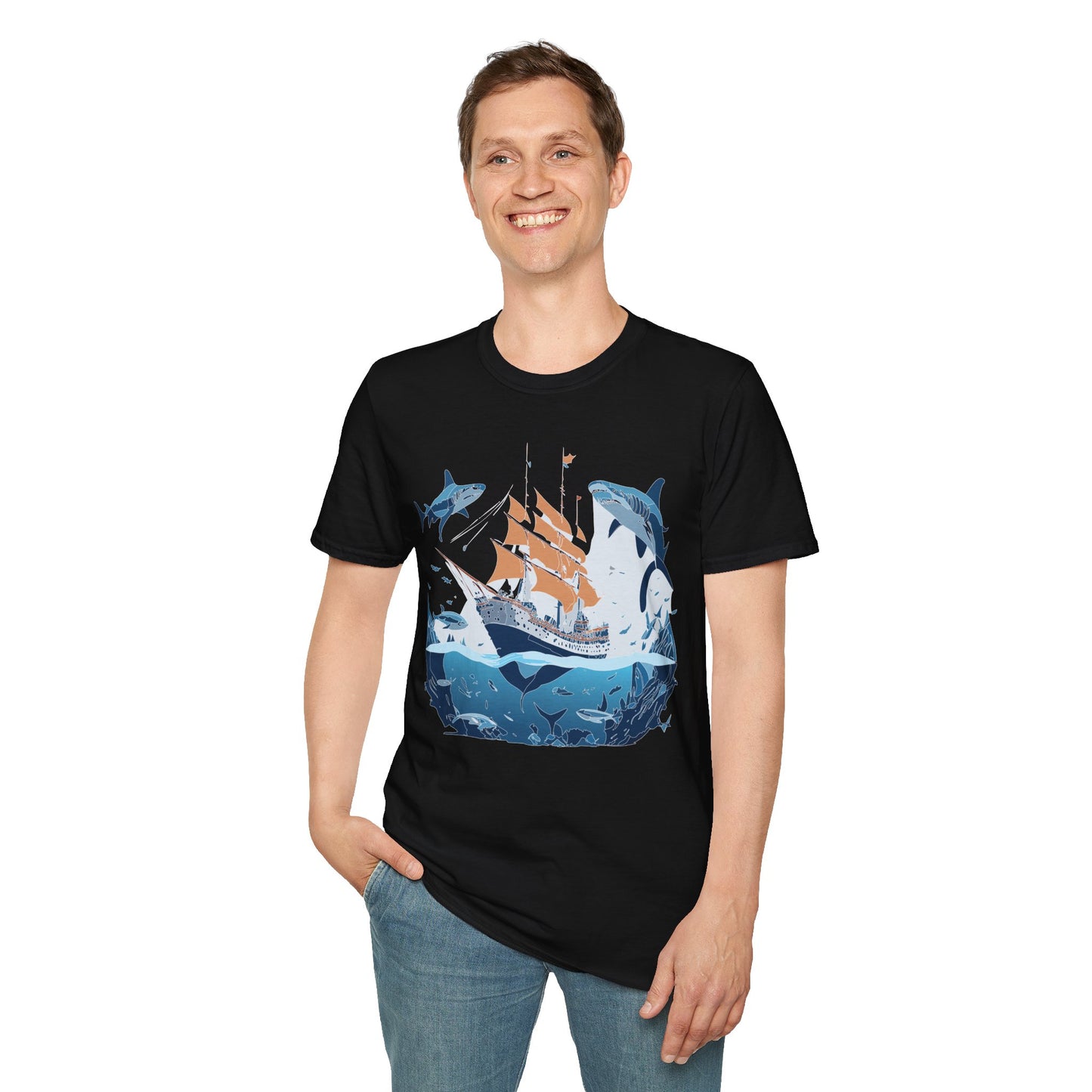 Ocean Tee Shirt, Ocean Shirt, Shirt with Ocean, U boat Tees, Shirt with U-Boat