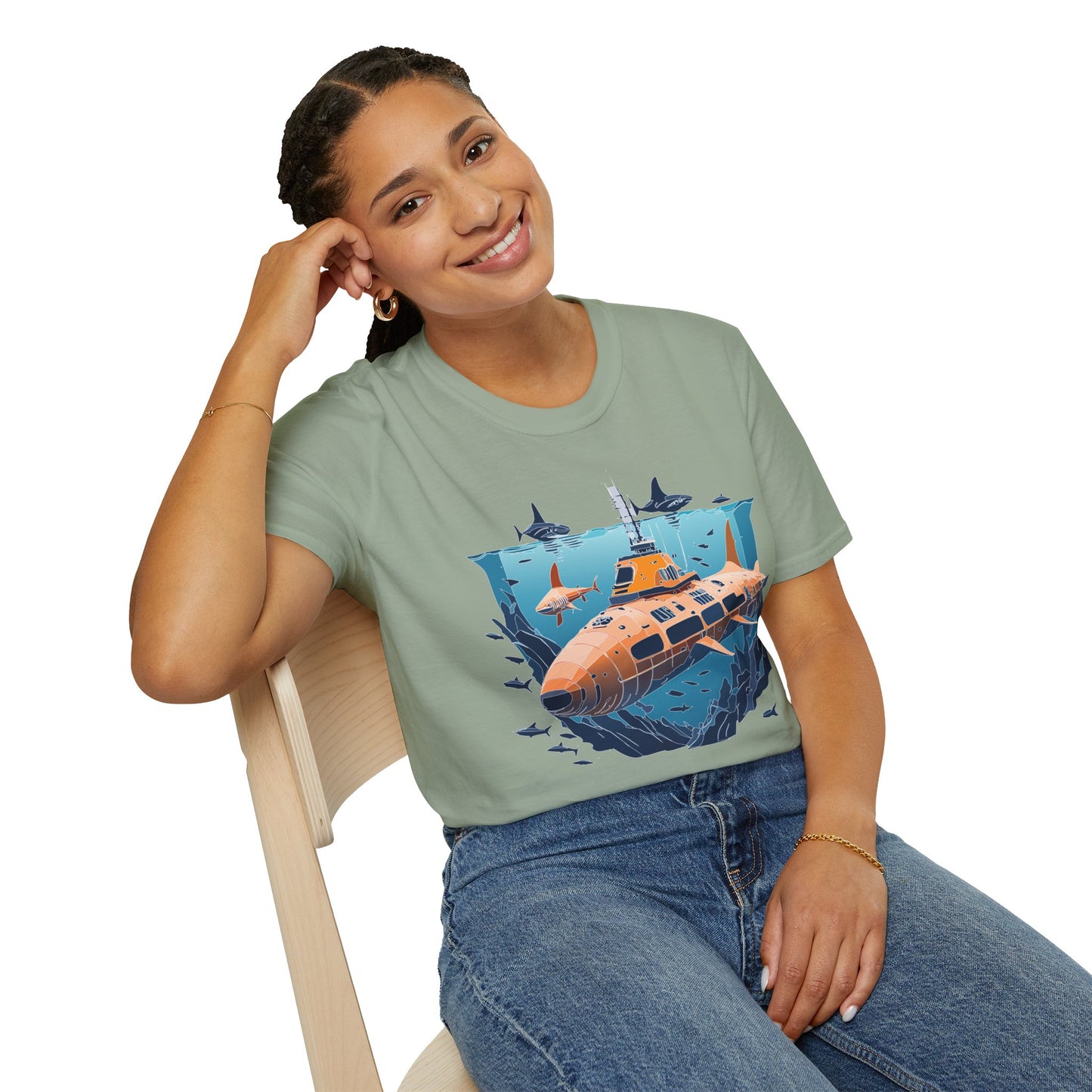 Ocean Tee Shirt, Ocean Shirt, Shirt with Ocean, U boat Tees, Shirt with U-Boat