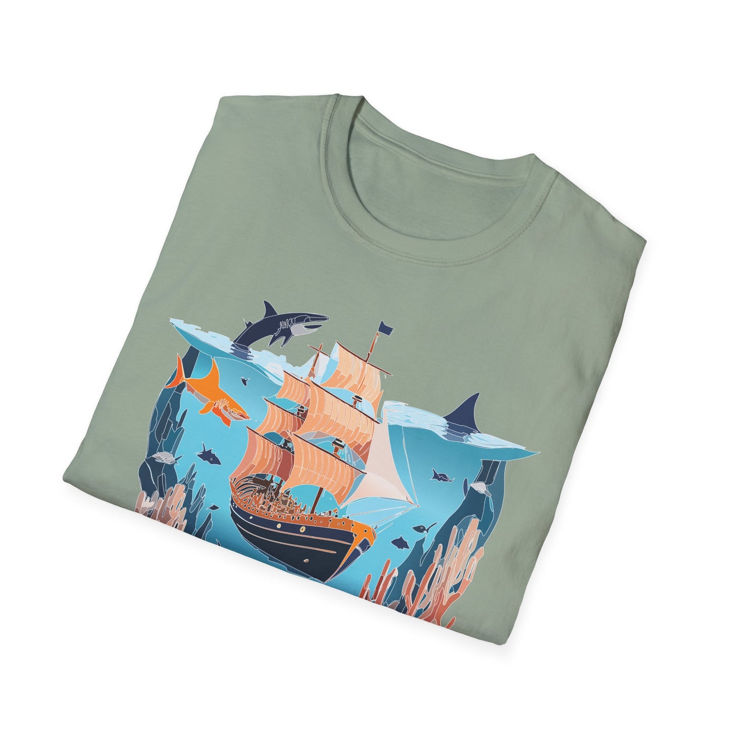 Ocean Tee Shirt, Ocean Shirt, Shirt with Ocean, U boat Tees, Shirt with U-Boat