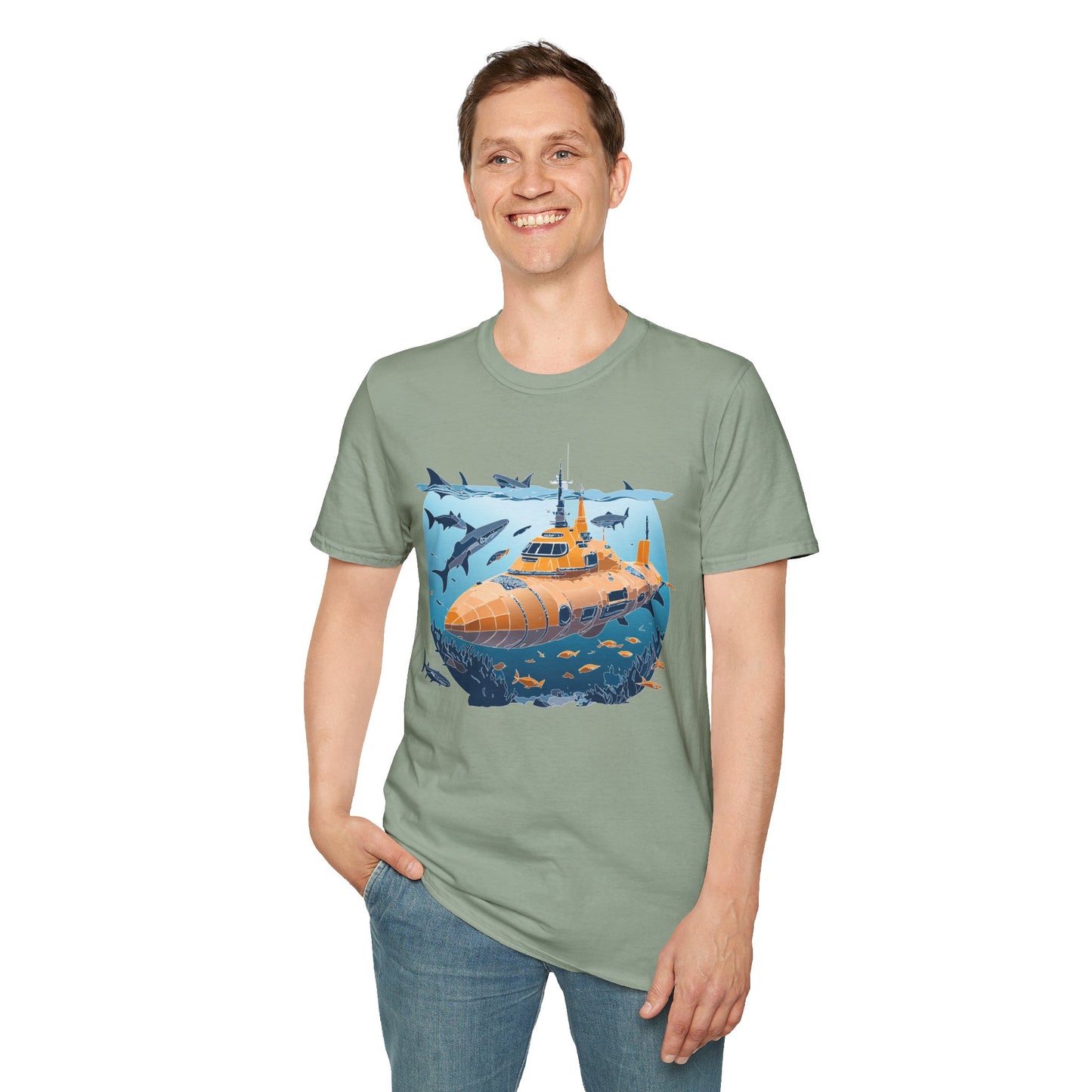 Ocean Tee Shirt, Ocean Shirt, Shirt with Ocean, U boat Tees, Shirt with U-Boat