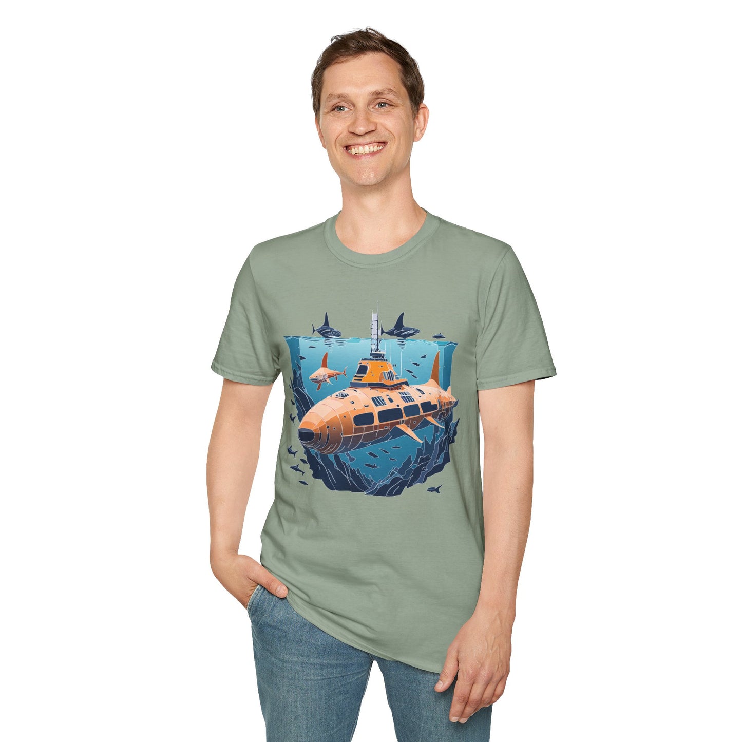 Ocean Tee Shirt, Ocean Shirt, Shirt with Ocean, U boat Tees, Shirt with U-Boat