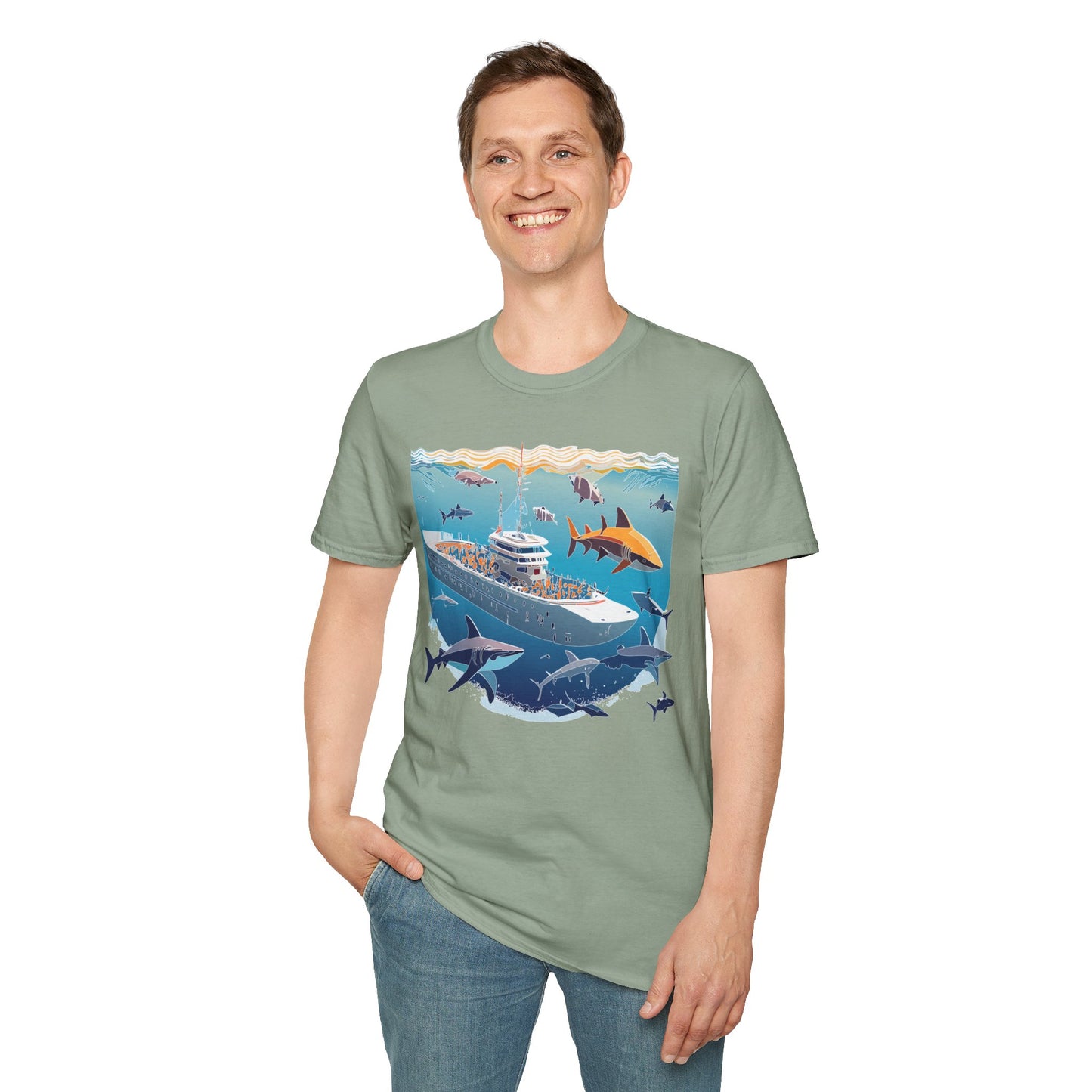 Ocean Tee Shirt, Ocean Shirt, Shirt with Ocean, U boat Tees, Shirt with U-Boat