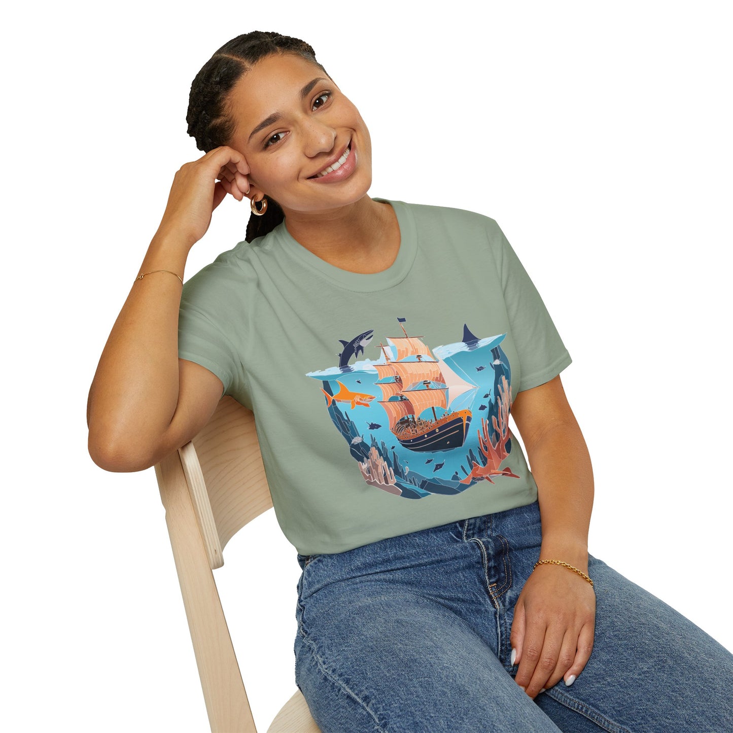 Ocean Tee Shirt, Ocean Shirt, Shirt with Ocean, U boat Tees, Shirt with U-Boat