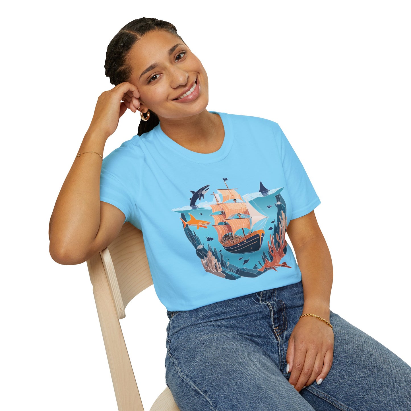 Ocean Tee Shirt, Ocean Shirt, Shirt with Ocean, U boat Tees, Shirt with U-Boat