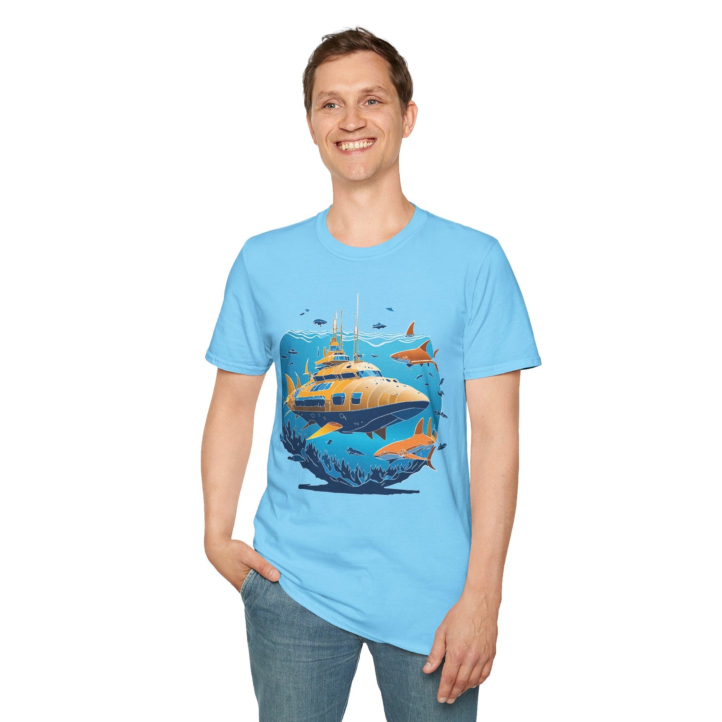 Ocean Tee Shirt, Ocean Shirt, Shirt with Ocean, U boat Tees, Shirt with U-Boat