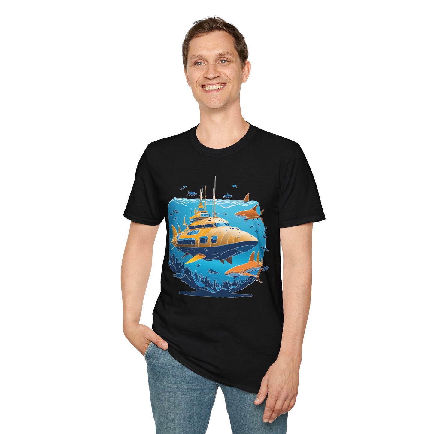 Ocean Tee Shirt, Ocean Shirt, Shirt with Ocean, U boat Tees, Shirt with U-Boat