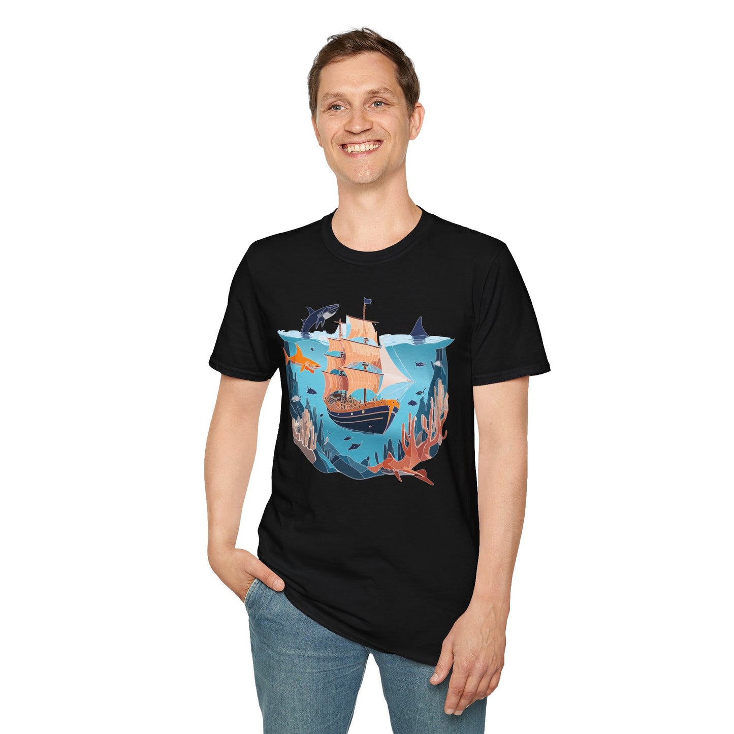 Ocean Tee Shirt, Ocean Shirt, Shirt with Ocean, U boat Tees, Shirt with U-Boat