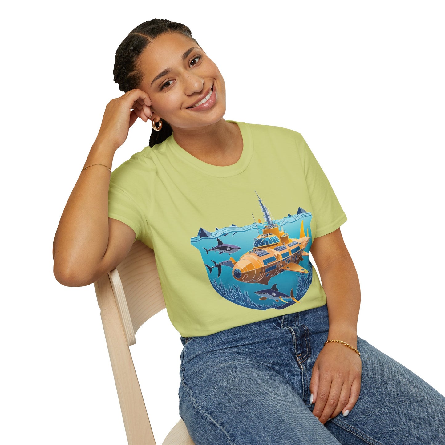 Ocean Tee Shirt, Ocean Shirt, Shirt with Ocean, U boat Tees, Shirt with U-Boat