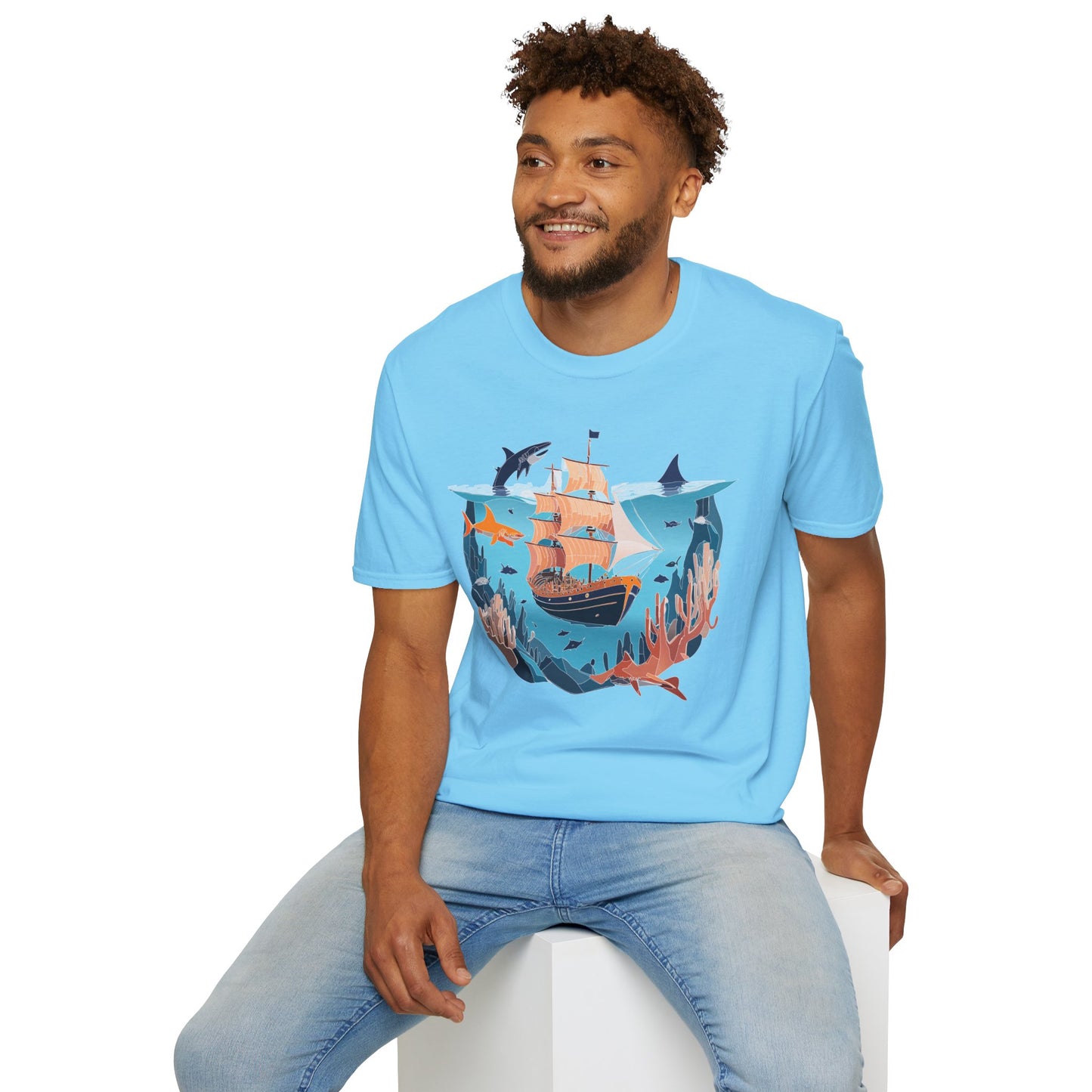 Ocean Tee Shirt, Ocean Shirt, Shirt with Ocean, U boat Tees, Shirt with U-Boat
