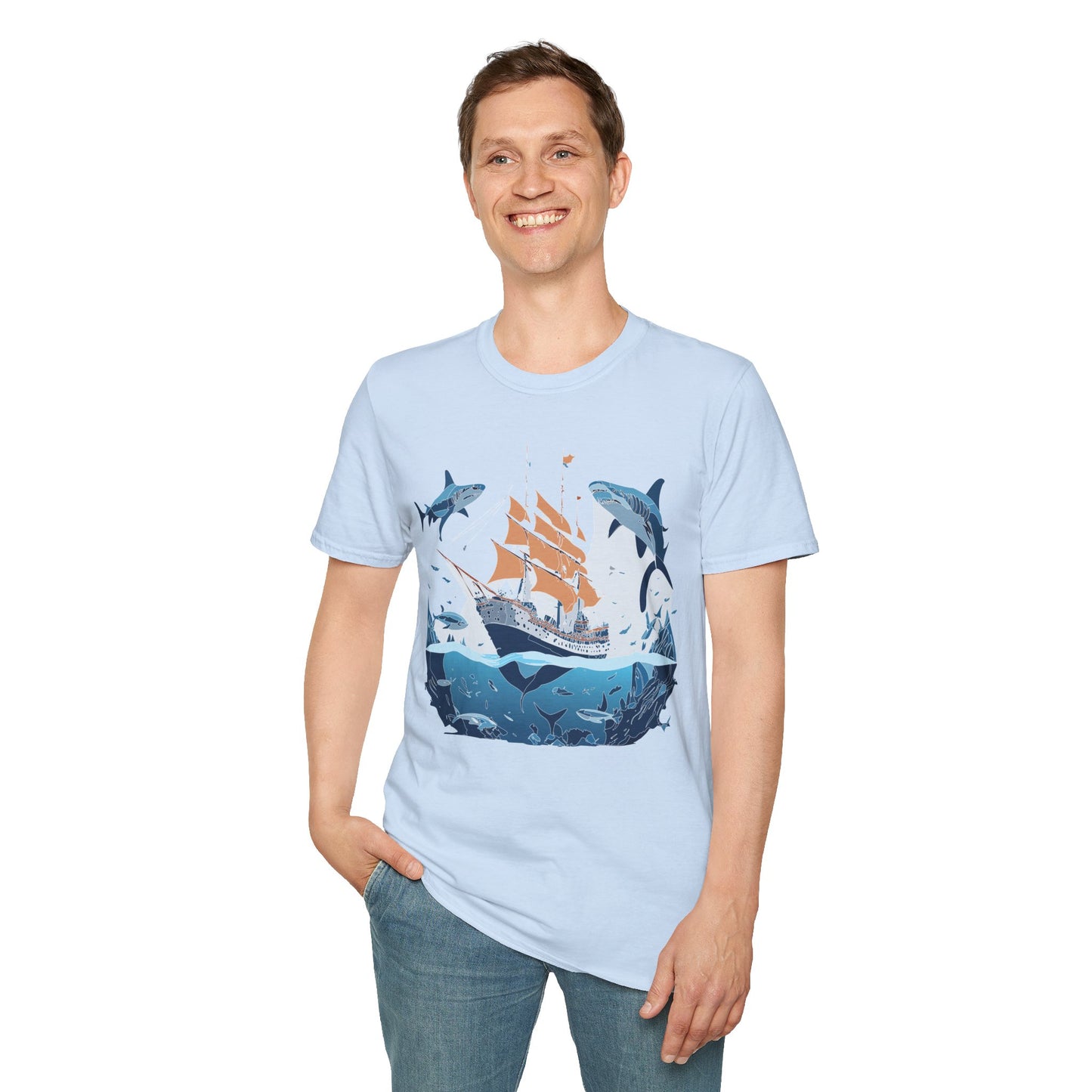 Ocean Tee Shirt, Ocean Shirt, Shirt with Ocean, U boat Tees, Shirt with U-Boat