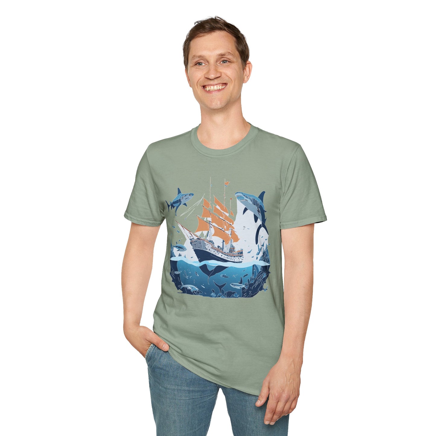 Ocean Tee Shirt, Ocean Shirt, Shirt with Ocean, U boat Tees, Shirt with U-Boat