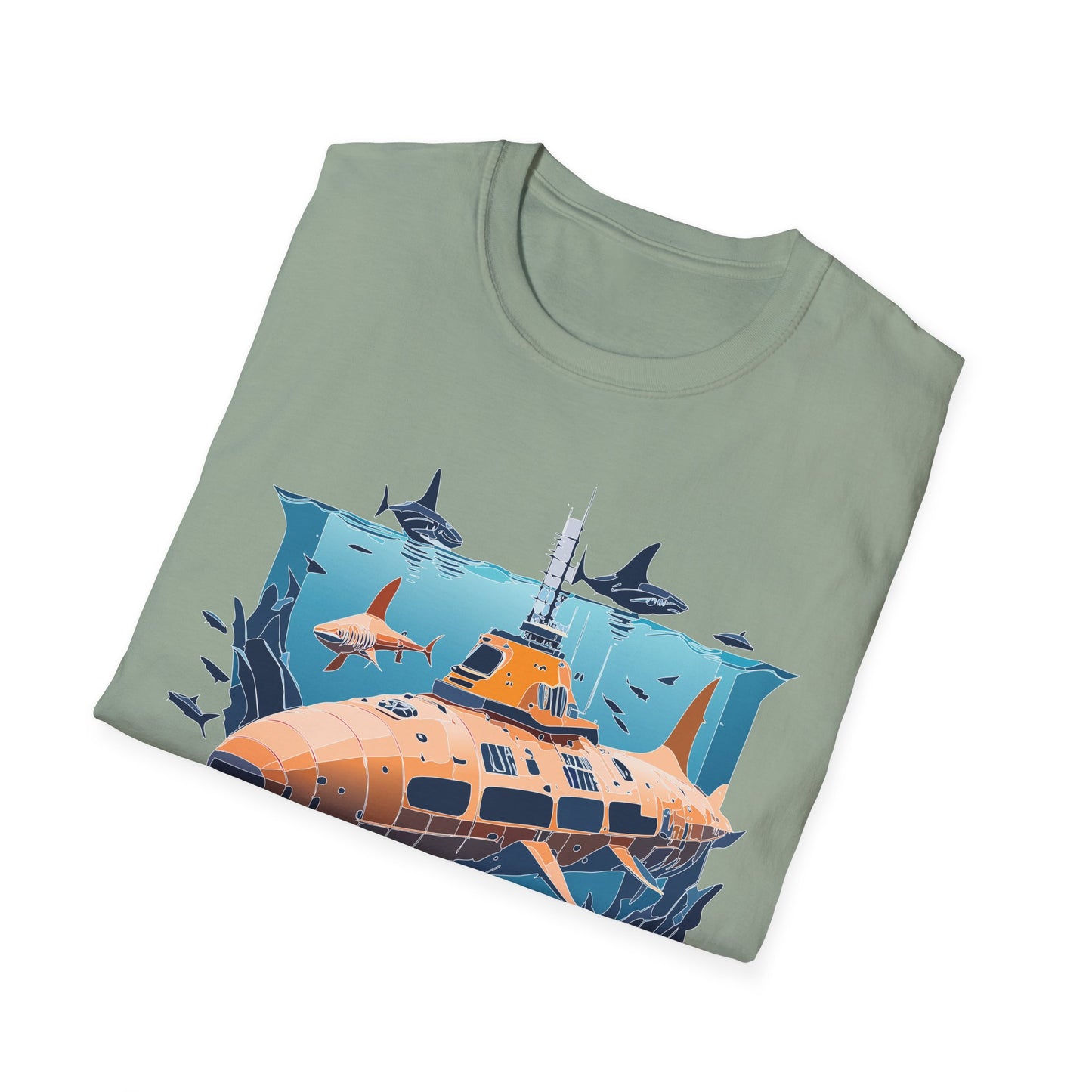 Ocean Tee Shirt, Ocean Shirt, Shirt with Ocean, U boat Tees, Shirt with U-Boat