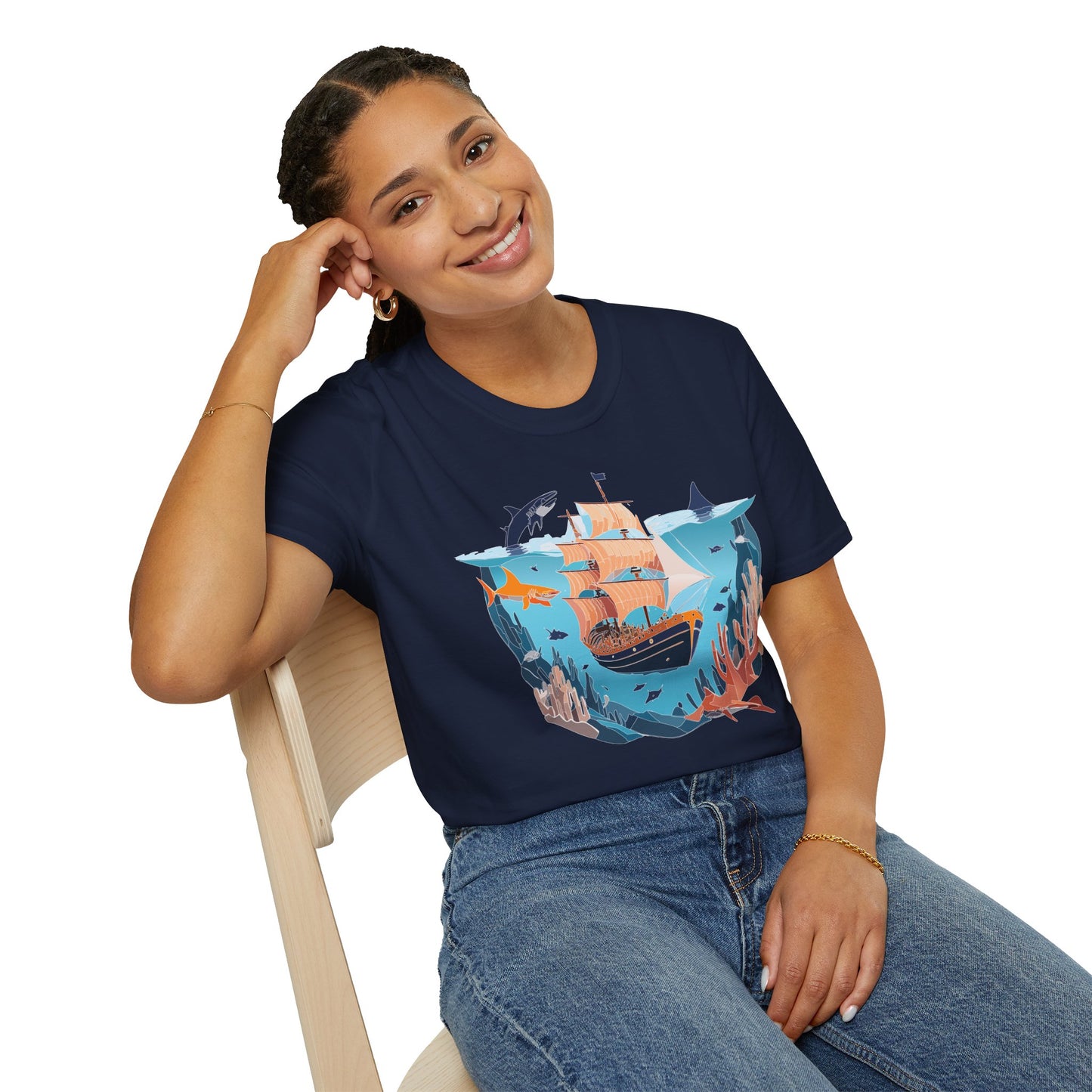 Ocean Tee Shirt, Ocean Shirt, Shirt with Ocean, U boat Tees, Shirt with U-Boat
