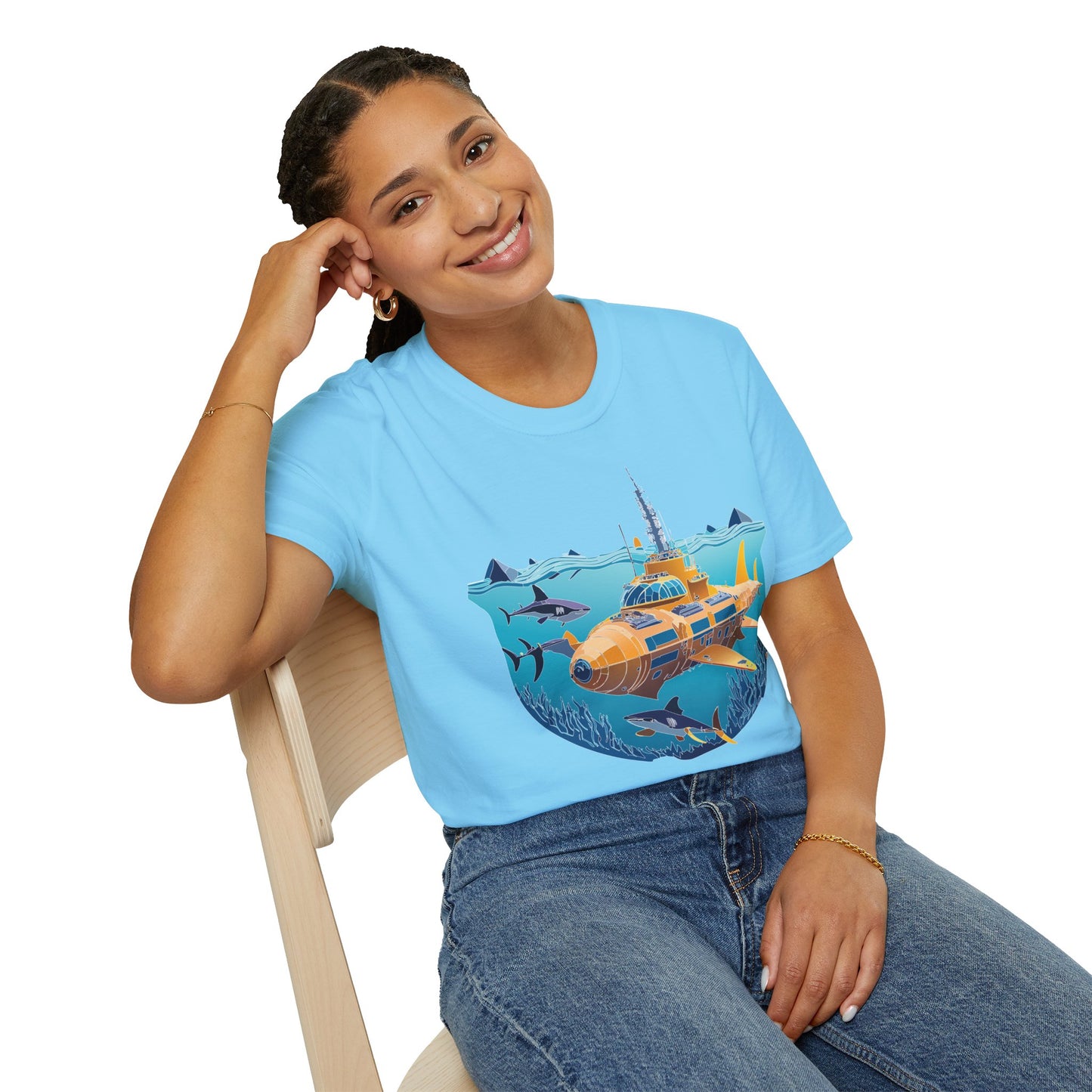 Ocean Tee Shirt, Ocean Shirt, Shirt with Ocean, U boat Tees, Shirt with U-Boat