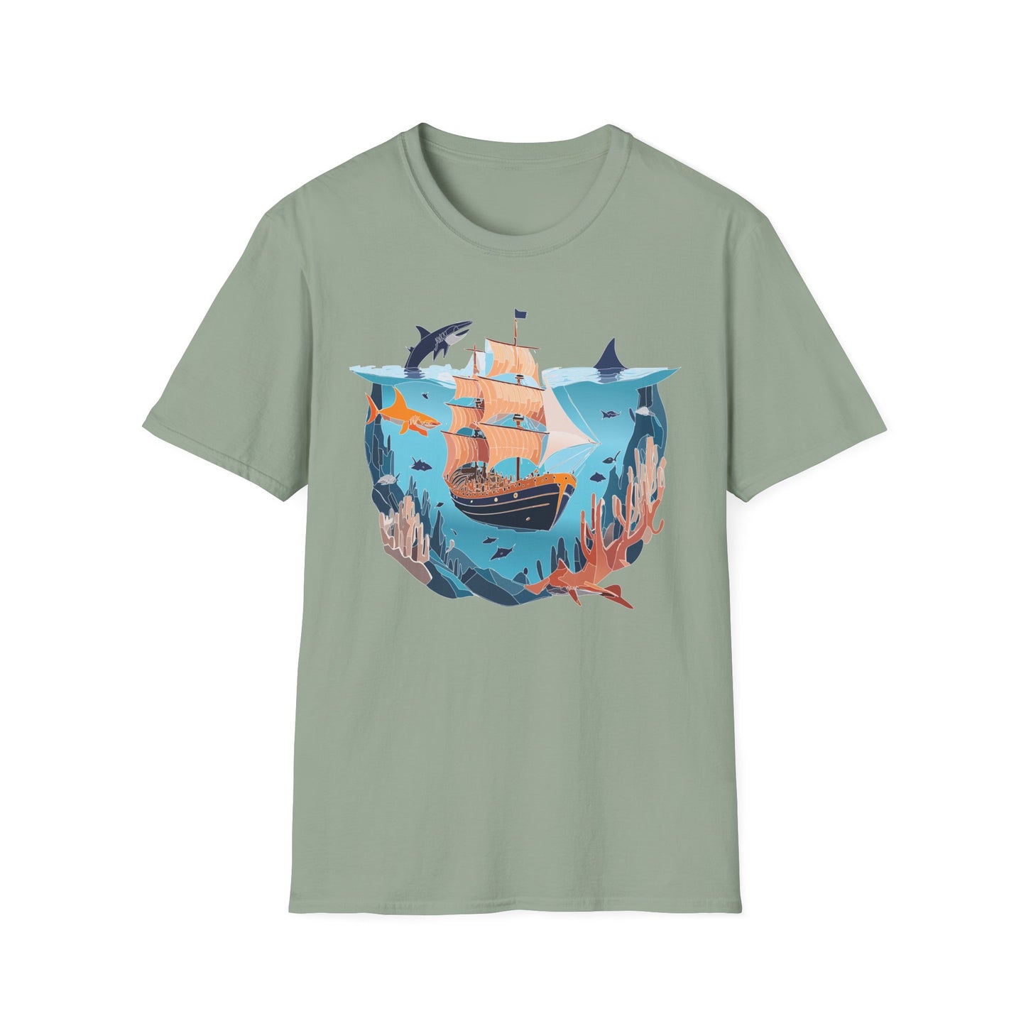 Ocean Tee Shirt, Ocean Shirt, Shirt with Ocean, U boat Tees, Shirt with U-Boat
