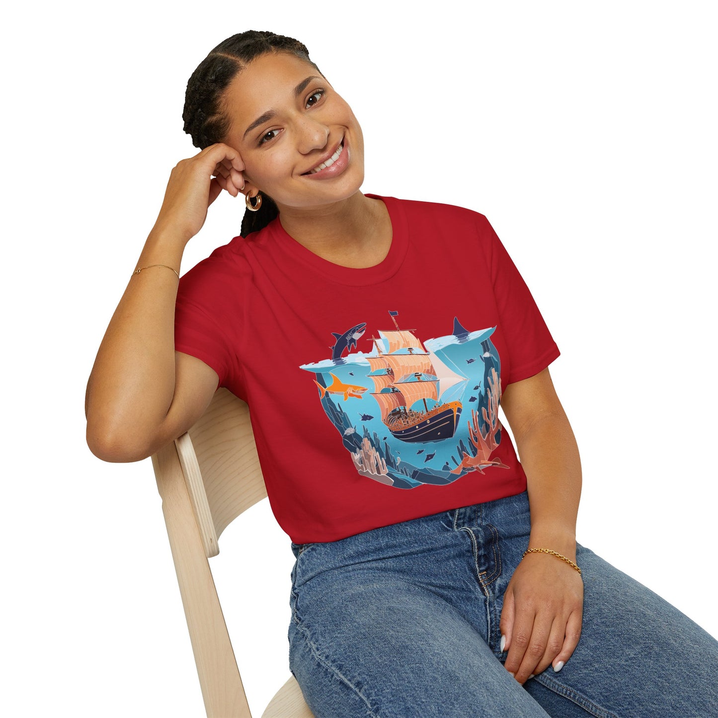 Ocean Tee Shirt, Ocean Shirt, Shirt with Ocean, U boat Tees, Shirt with U-Boat