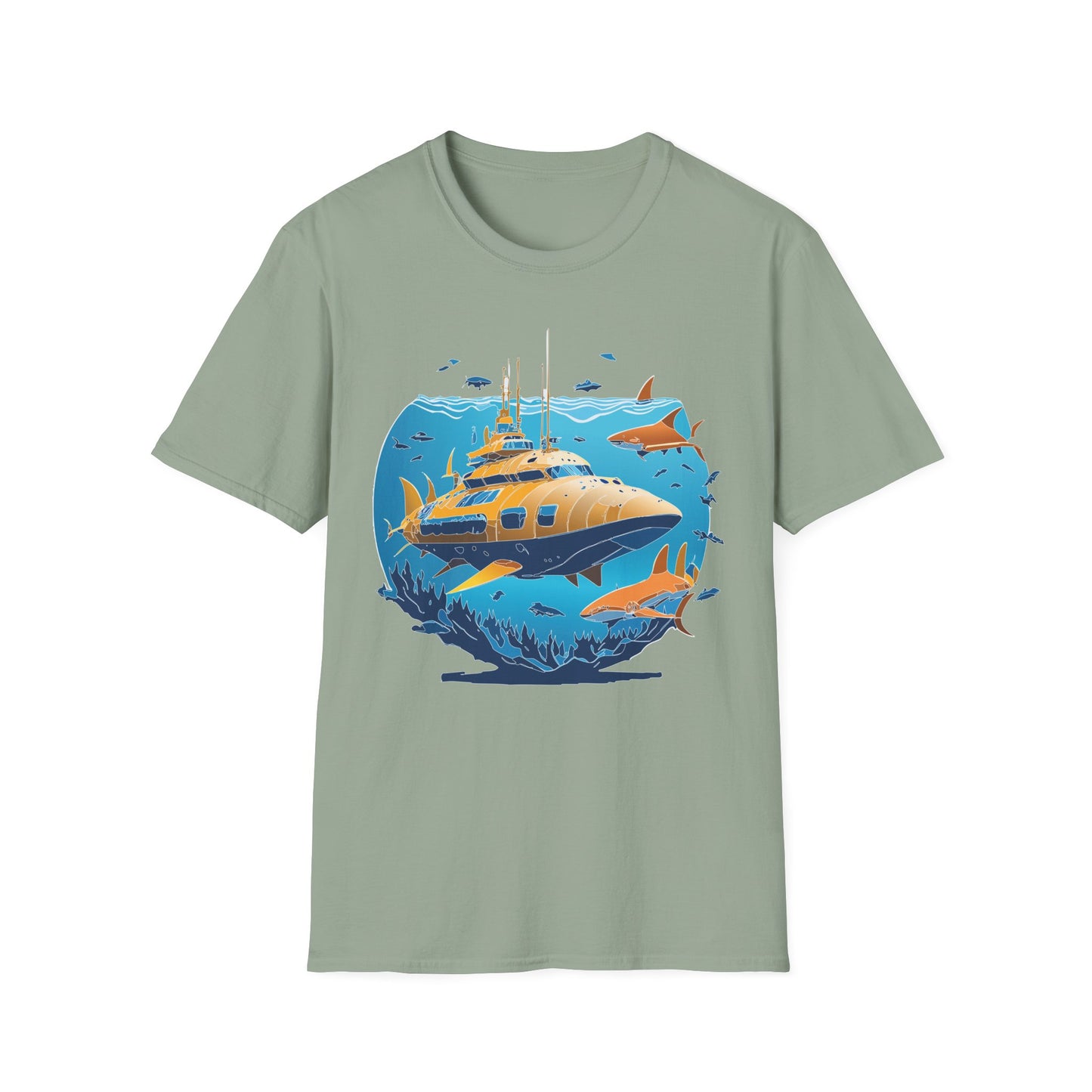 Ocean Tee Shirt, Ocean Shirt, Shirt with Ocean, U boat Tees, Shirt with U-Boat