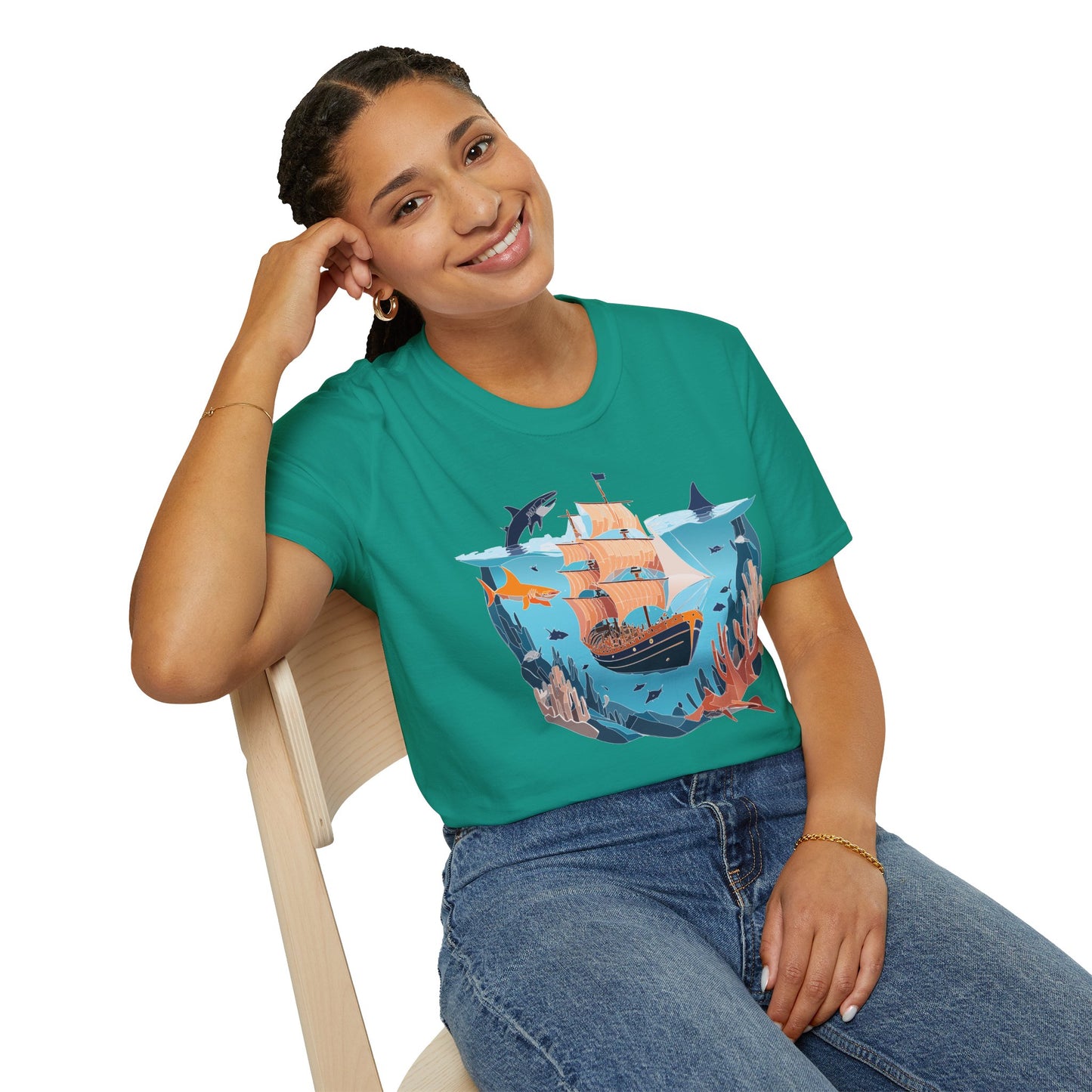 Ocean Tee Shirt, Ocean Shirt, Shirt with Ocean, U boat Tees, Shirt with U-Boat