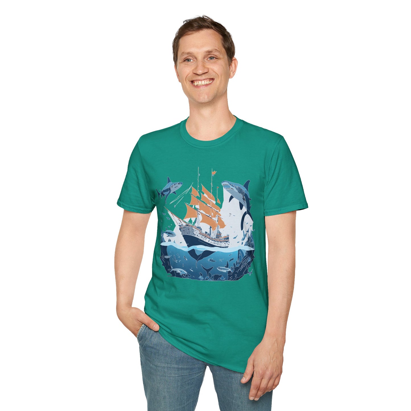 Ocean Tee Shirt, Ocean Shirt, Shirt with Ocean, U boat Tees, Shirt with U-Boat