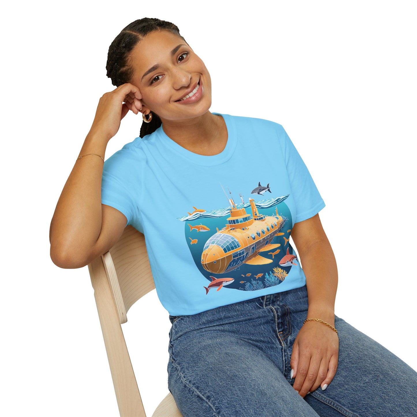 Ocean Tee Shirt, Ocean Shirt, Shirt with Ocean, U boat Tees, Shirt with U-Boat