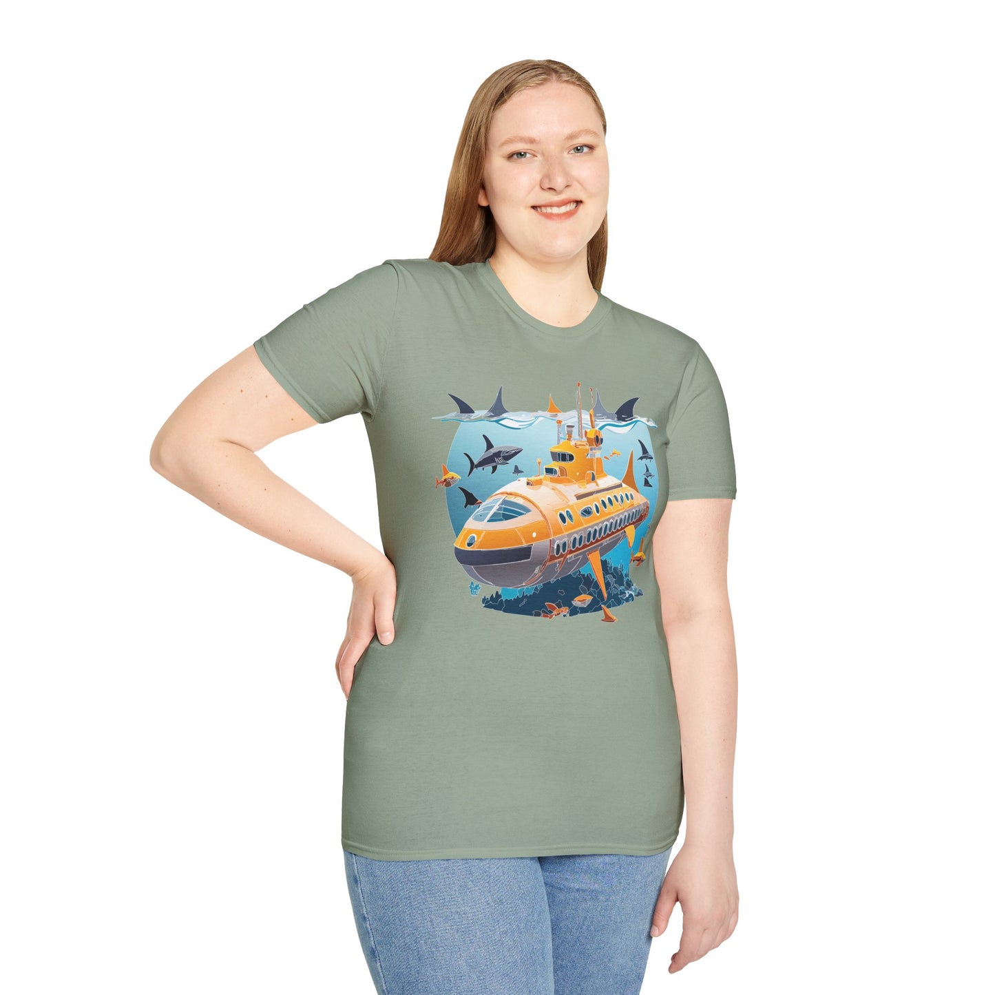 Ocean Tee Shirt, Ocean Shirt, Shirt with Ocean, U boat Tees, Shirt with U-Boat