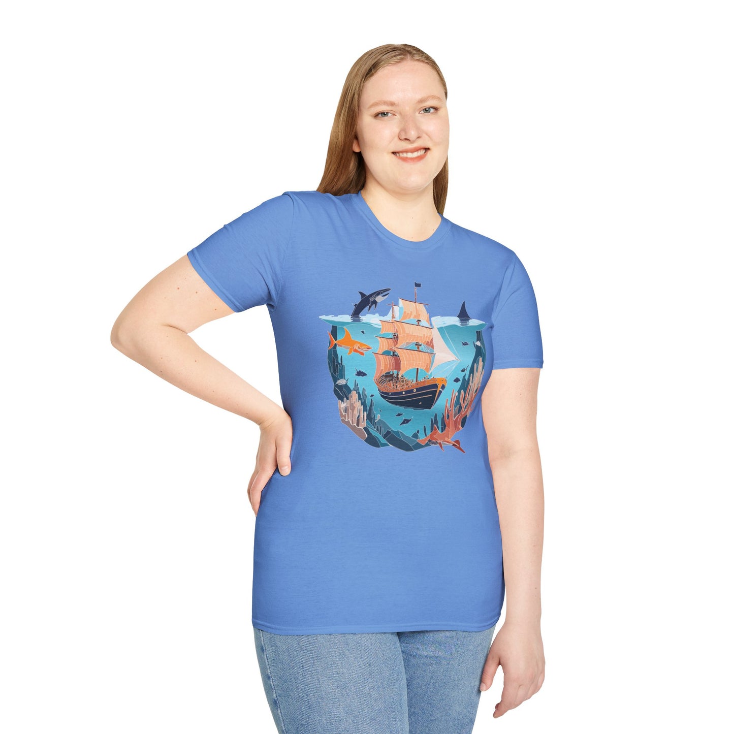 Ocean Tee Shirt, Ocean Shirt, Shirt with Ocean, U boat Tees, Shirt with U-Boat