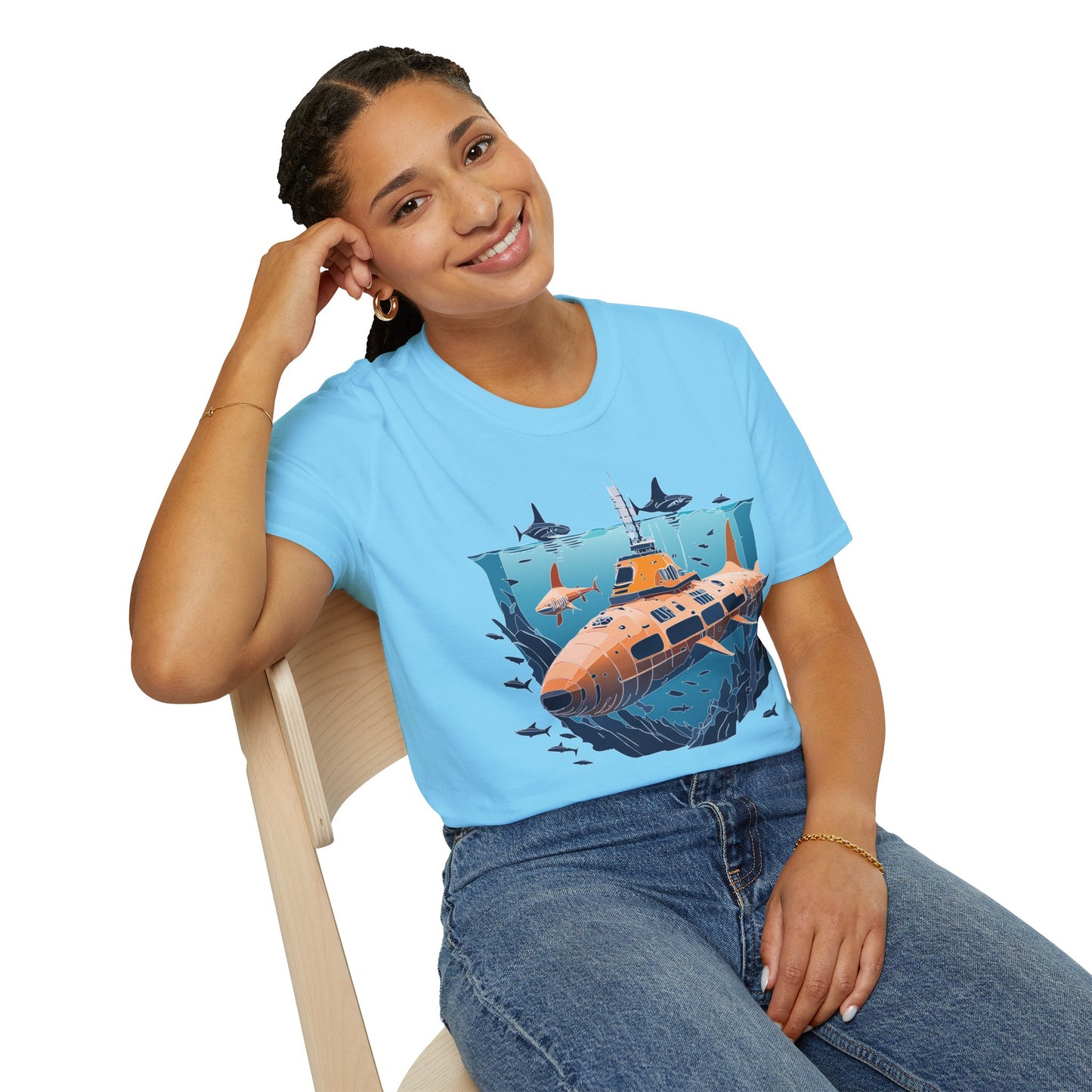 Ocean Tee Shirt, Ocean Shirt, Shirt with Ocean, U boat Tees, Shirt with U-Boat