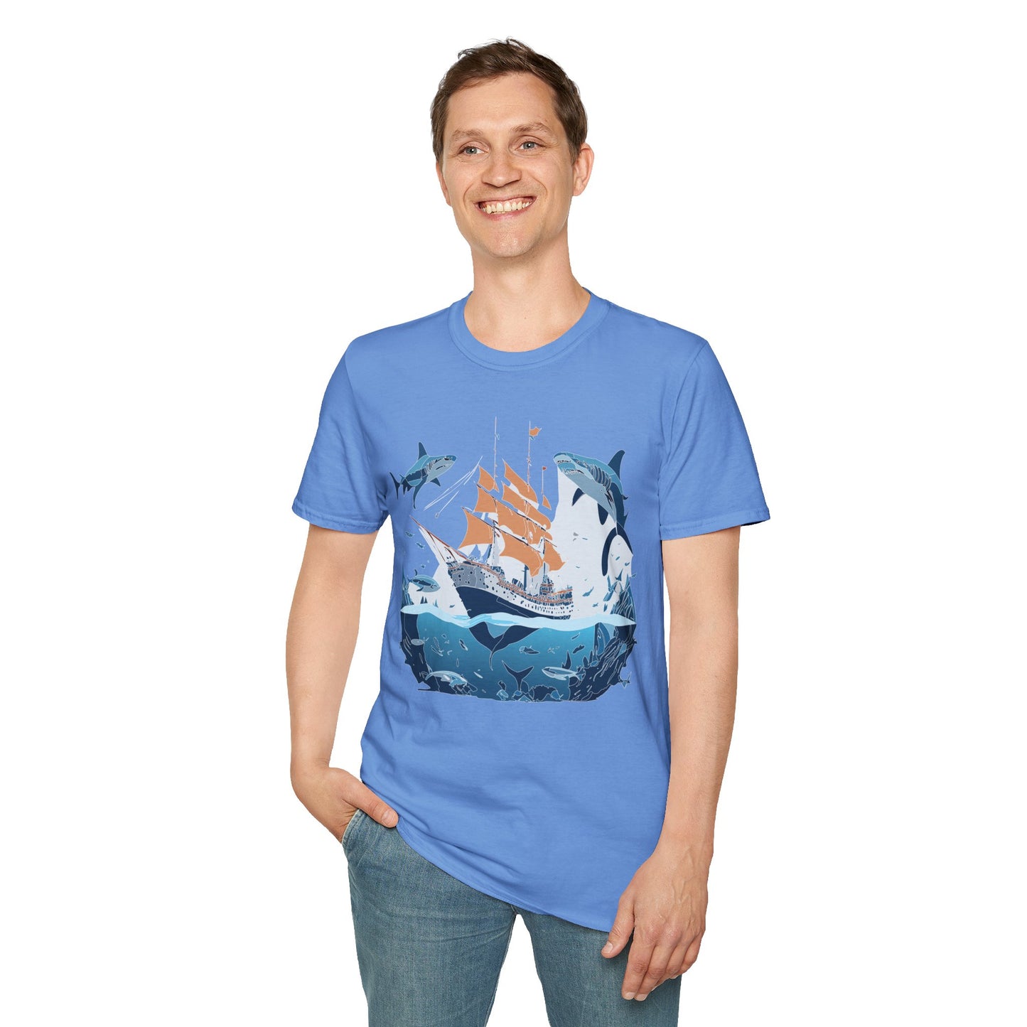 Ocean Tee Shirt, Ocean Shirt, Shirt with Ocean, U boat Tees, Shirt with U-Boat