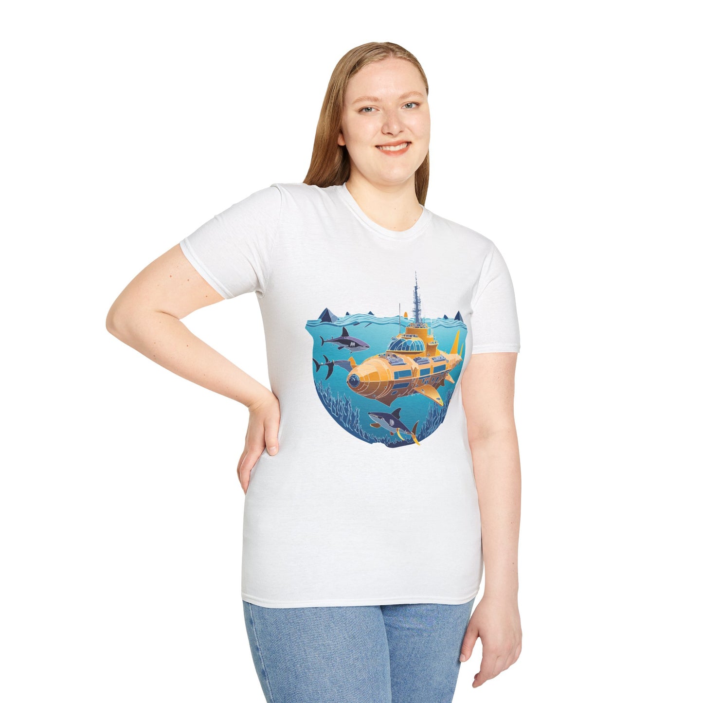 Ocean Tee Shirt, Ocean Shirt, Shirt with Ocean, U boat Tees, Shirt with U-Boat