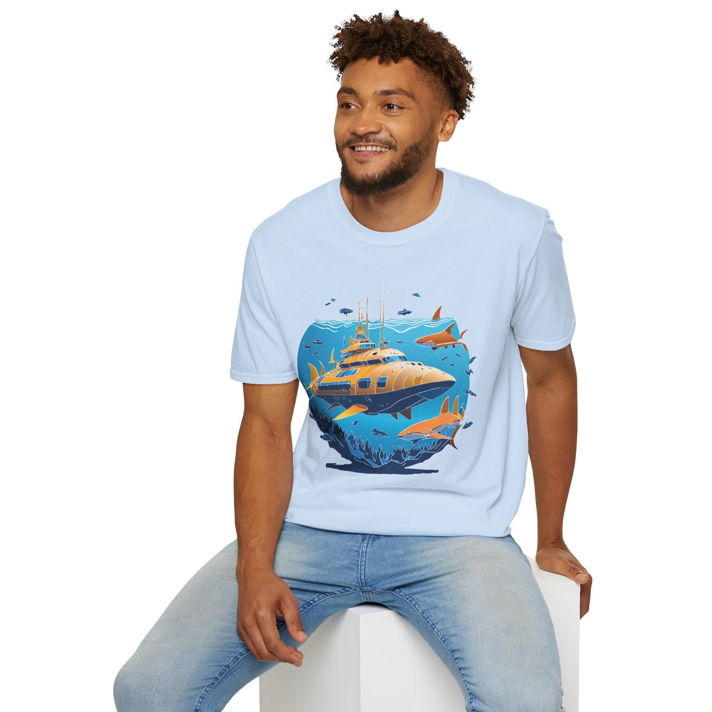 Ocean Tee Shirt, Ocean Shirt, Shirt with Ocean, U boat Tees, Shirt with U-Boat