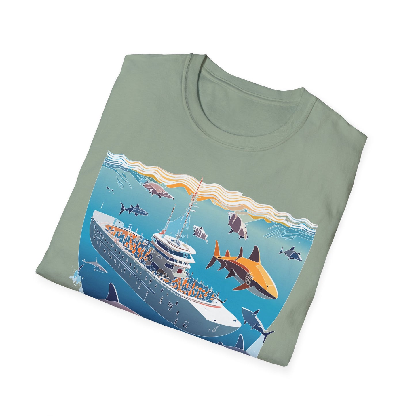 Ocean Tee Shirt, Ocean Shirt, Shirt with Ocean, U boat Tees, Shirt with U-Boat