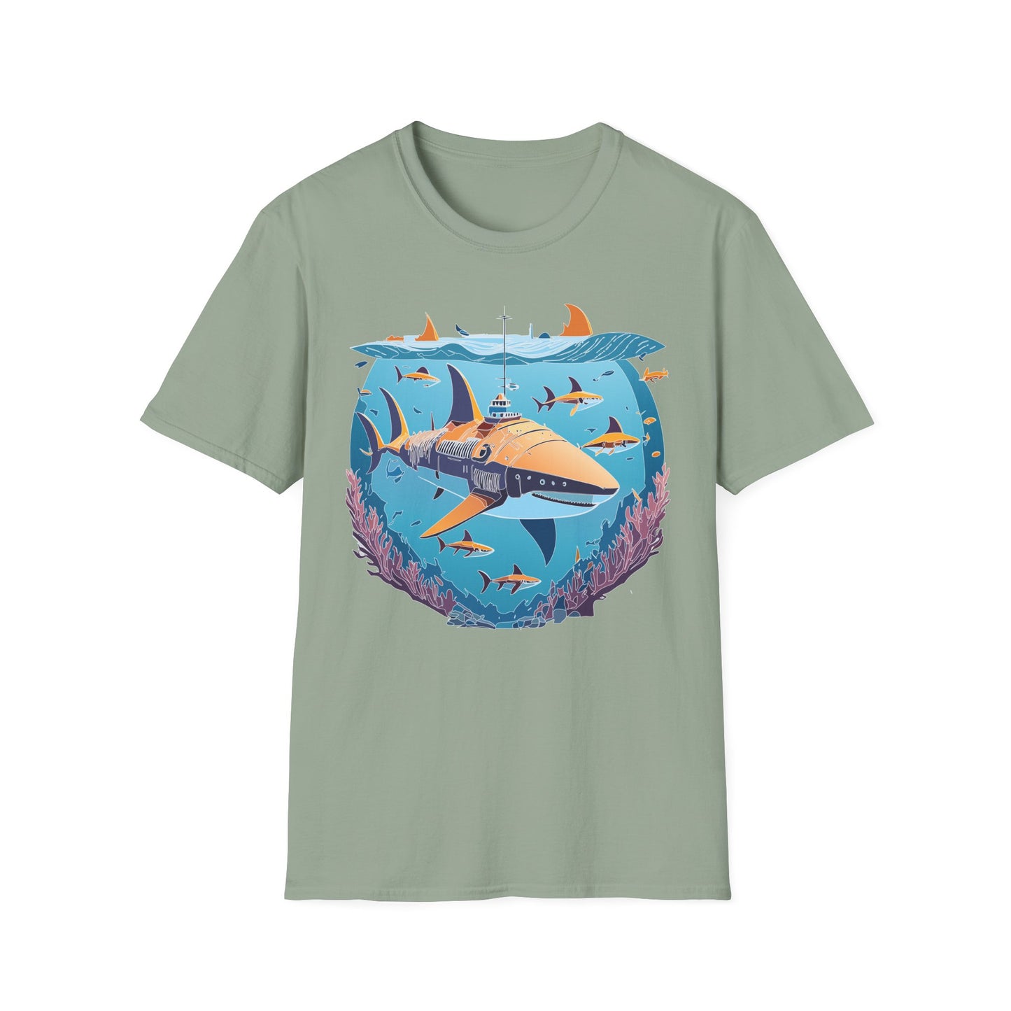 Ocean Tee Shirt, Ocean Shirt, Shirt with Ocean, U boat Tees, Shirt with U-Boat