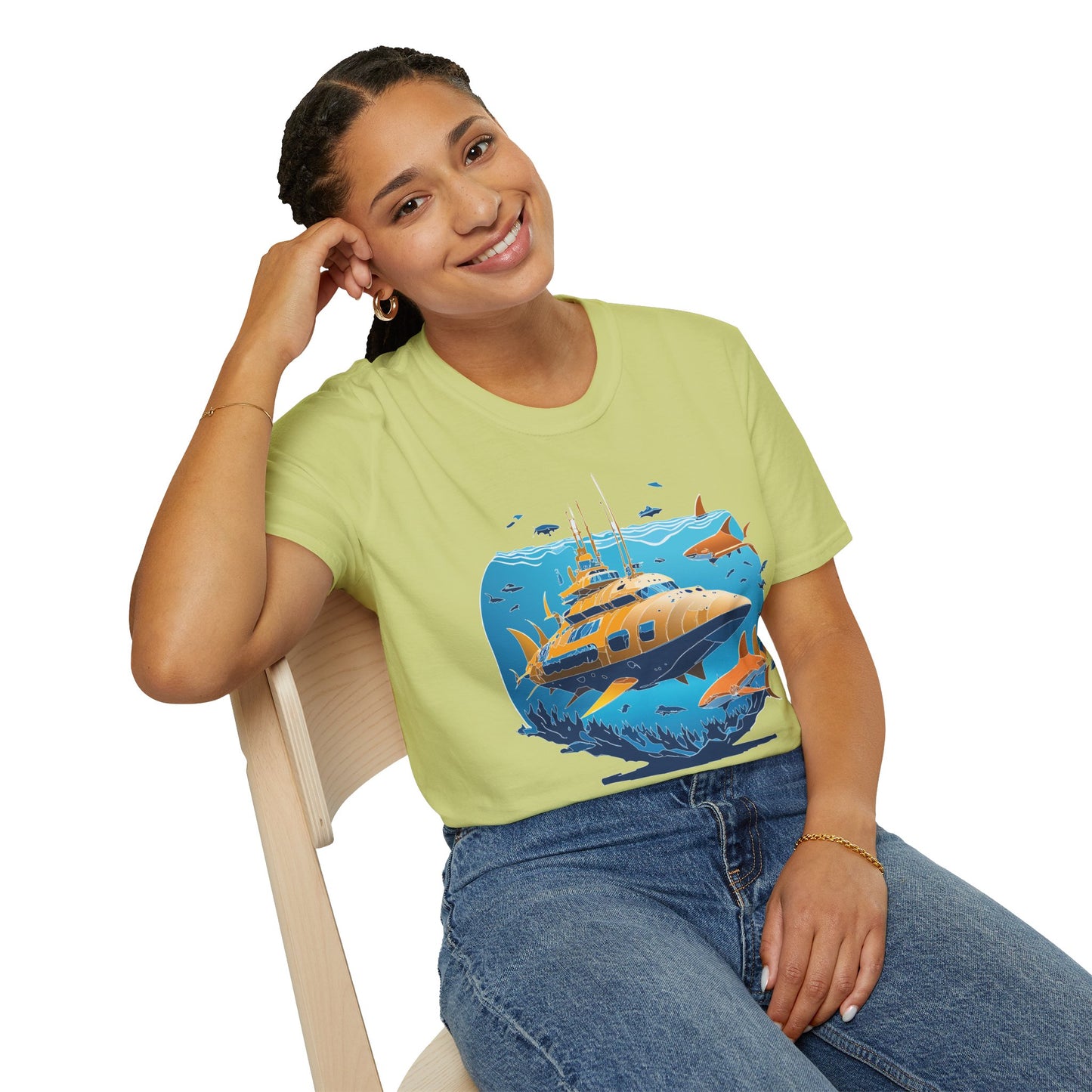 Ocean Tee Shirt, Ocean Shirt, Shirt with Ocean, U boat Tees, Shirt with U-Boat