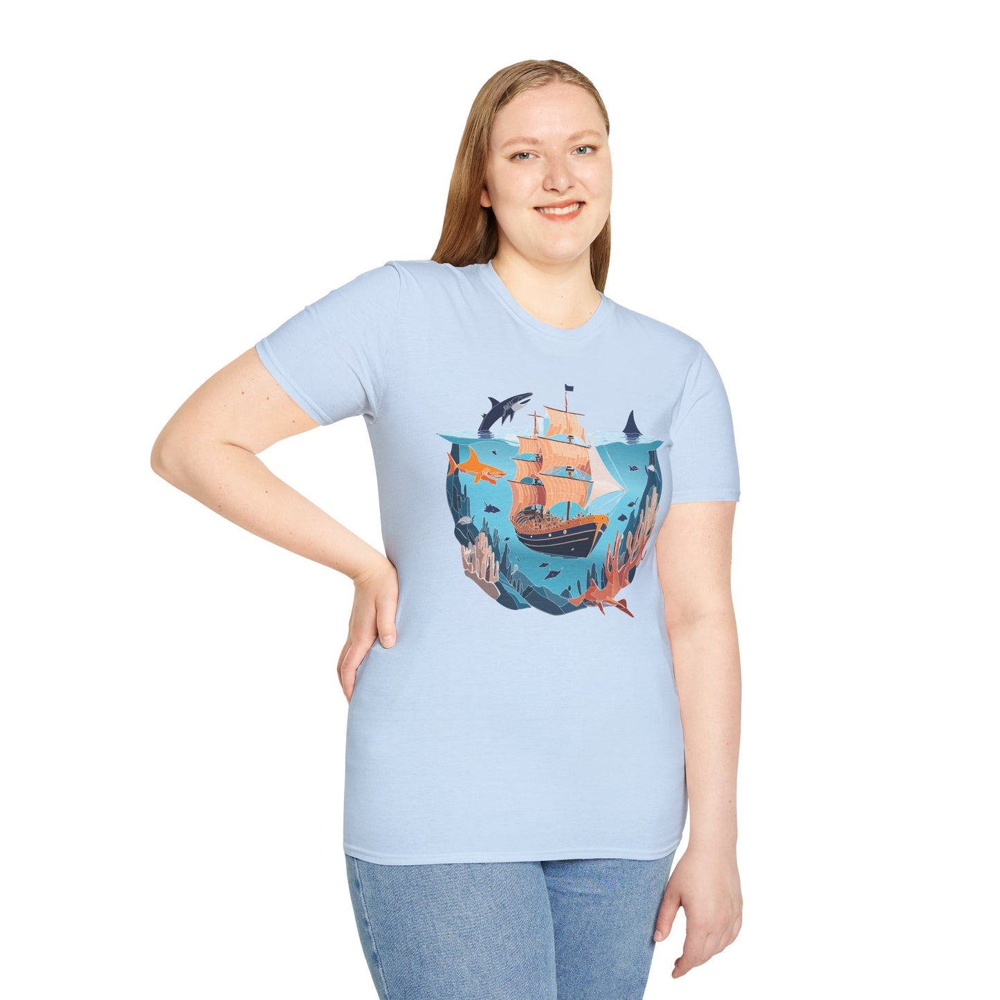 Ocean Tee Shirt, Ocean Shirt, Shirt with Ocean, U boat Tees, Shirt with U-Boat