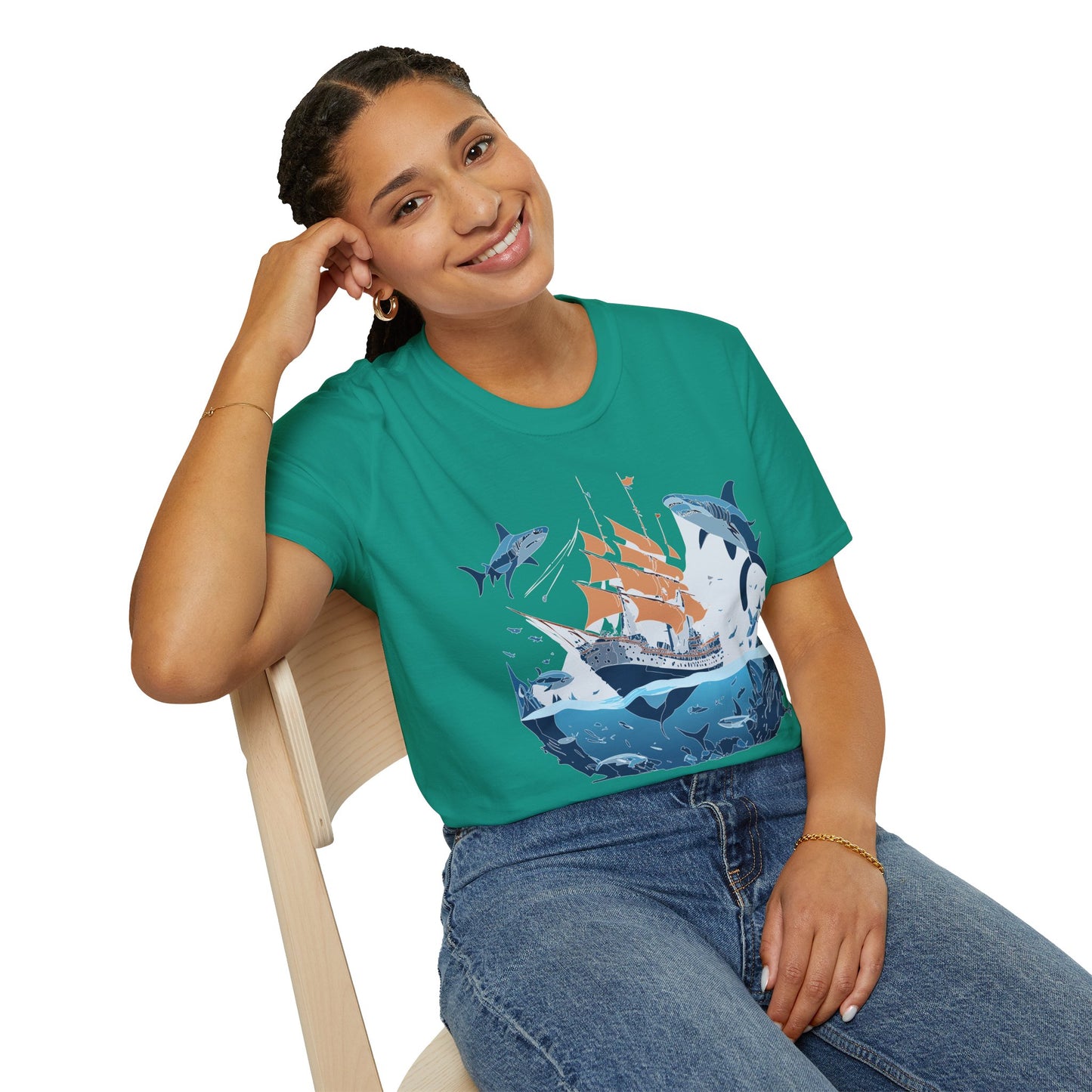 Ocean Tee Shirt, Ocean Shirt, Shirt with Ocean, U boat Tees, Shirt with U-Boat