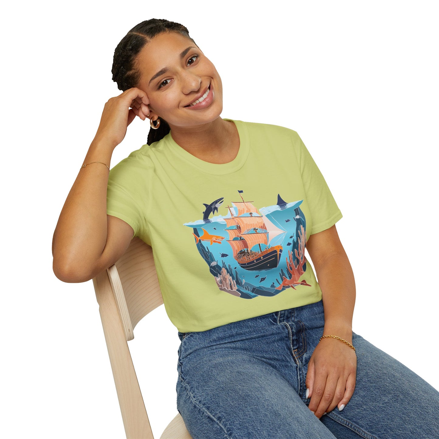 Ocean Tee Shirt, Ocean Shirt, Shirt with Ocean, U boat Tees, Shirt with U-Boat