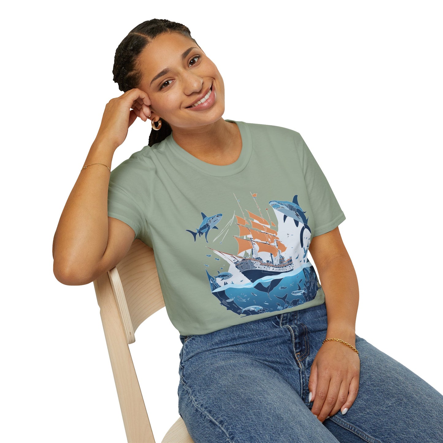 Ocean Tee Shirt, Ocean Shirt, Shirt with Ocean, U boat Tees, Shirt with U-Boat