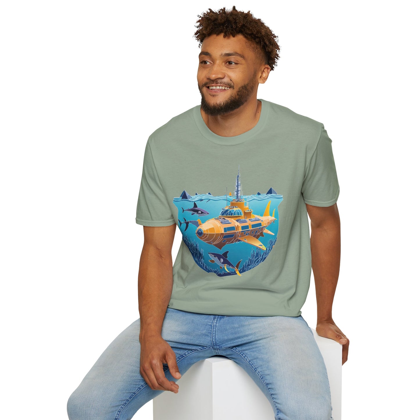 Ocean Tee Shirt, Ocean Shirt, Shirt with Ocean, U boat Tees, Shirt with U-Boat