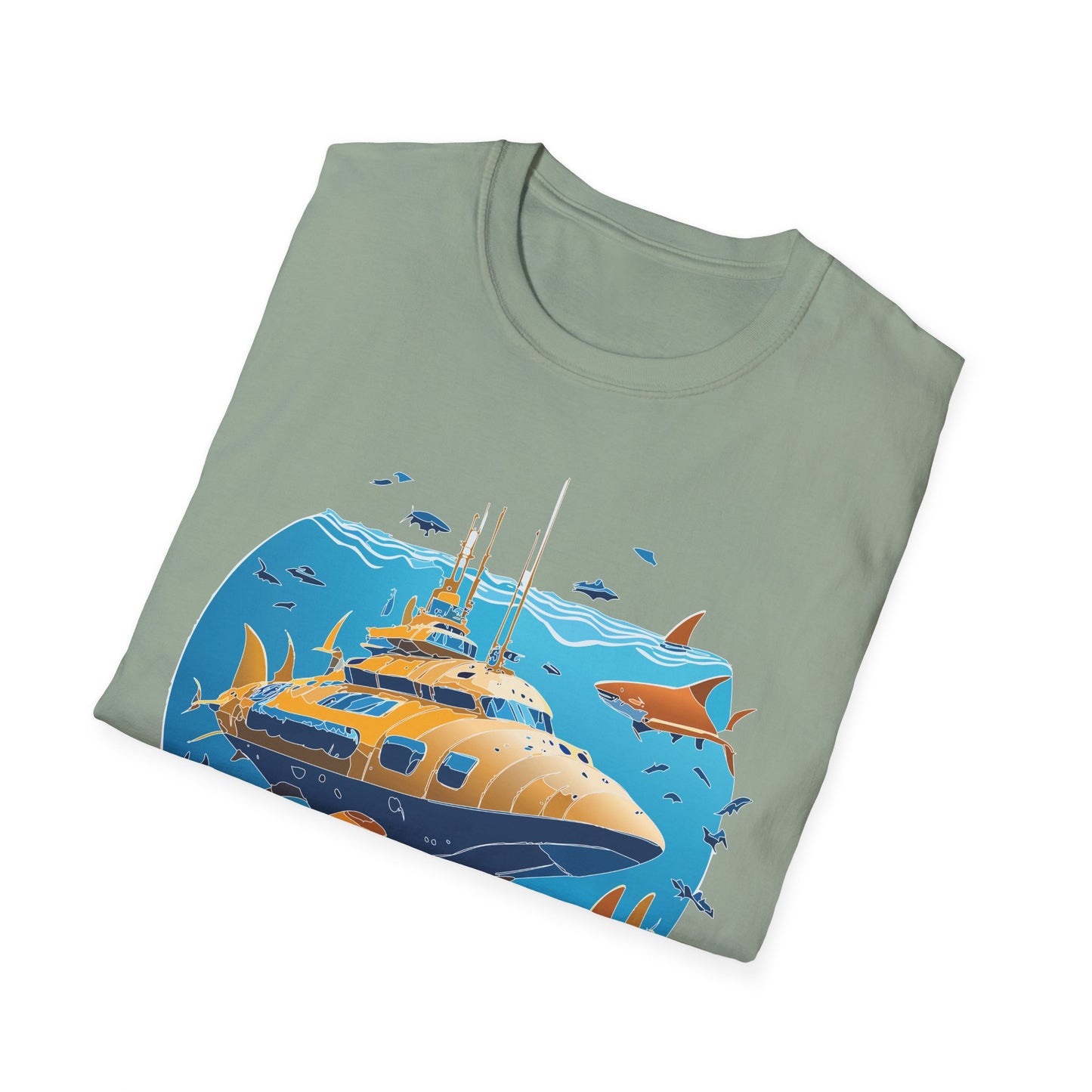 Ocean Tee Shirt, Ocean Shirt, Shirt with Ocean, U boat Tees, Shirt with U-Boat