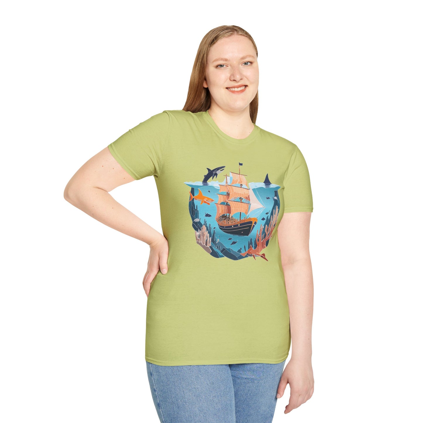 Ocean Tee Shirt, Ocean Shirt, Shirt with Ocean, U boat Tees, Shirt with U-Boat