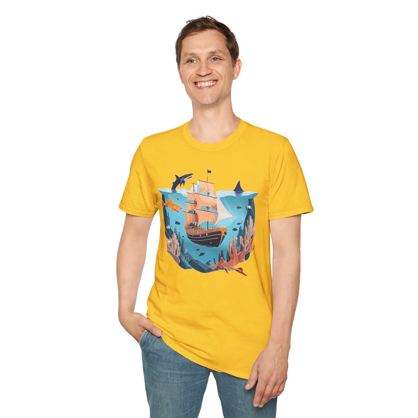 Ocean Tee Shirt, Ocean Shirt, Shirt with Ocean, U boat Tees, Shirt with U-Boat