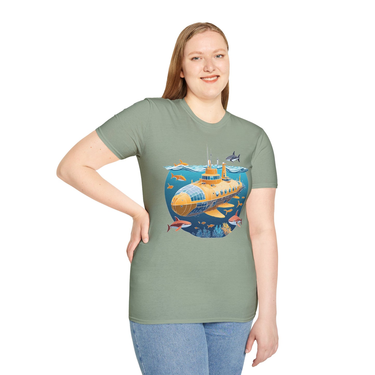 Ocean Tee Shirt, Ocean Shirt, Shirt with Ocean, U boat Tees, Shirt with U-Boat