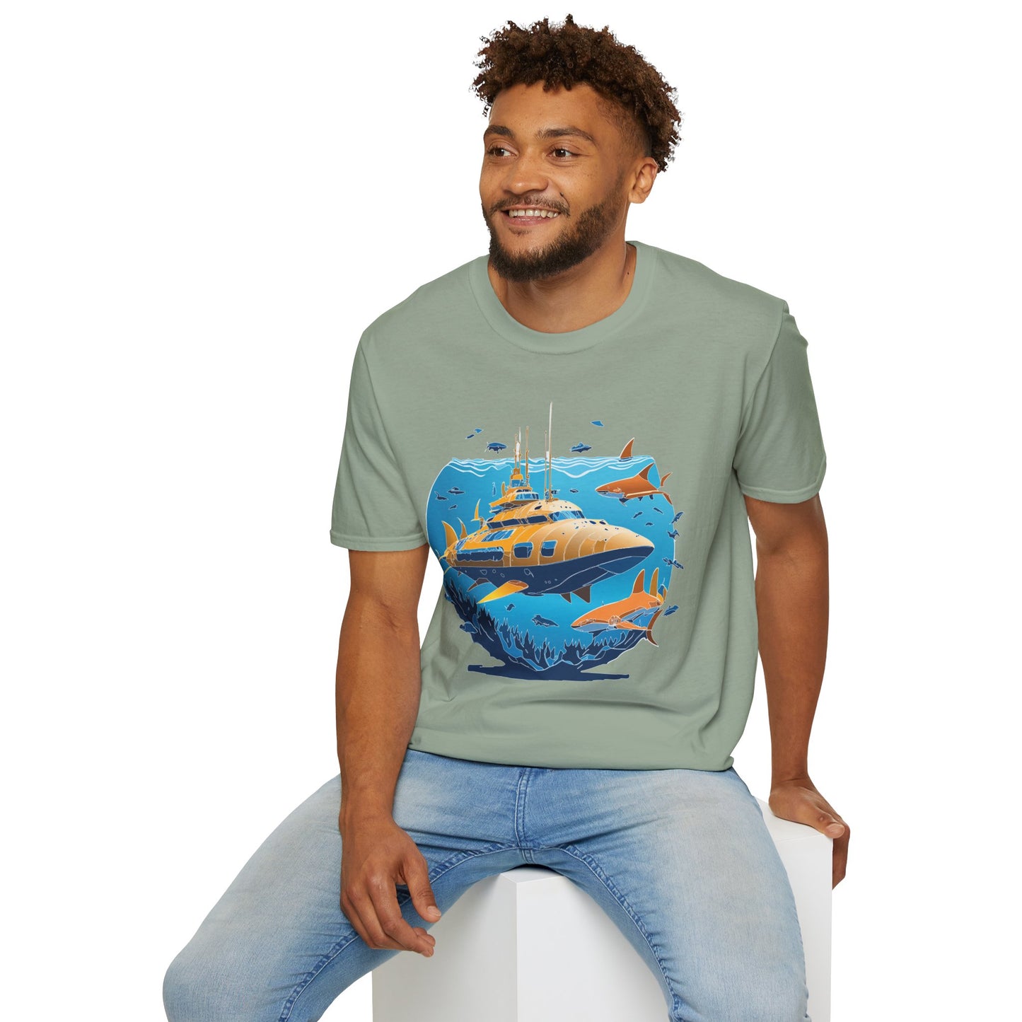 Ocean Tee Shirt, Ocean Shirt, Shirt with Ocean, U boat Tees, Shirt with U-Boat