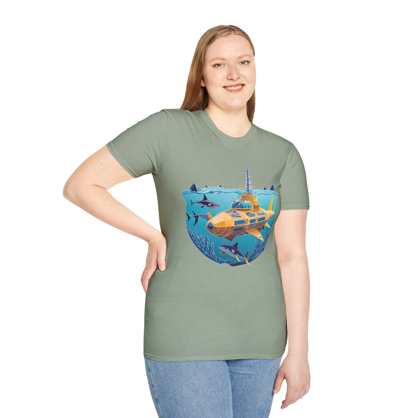 Ocean Tee Shirt, Ocean Shirt, Shirt with Ocean, U boat Tees, Shirt with U-Boat