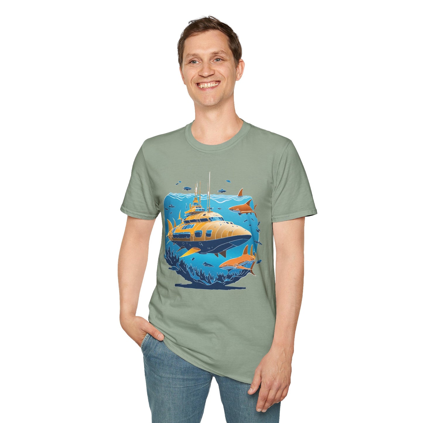 Ocean Tee Shirt, Ocean Shirt, Shirt with Ocean, U boat Tees, Shirt with U-Boat
