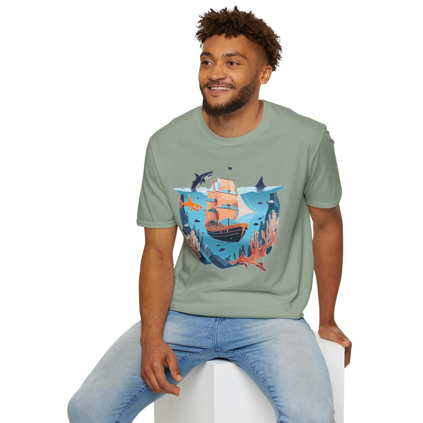 Ocean Tee Shirt, Ocean Shirt, Shirt with Ocean, U boat Tees, Shirt with U-Boat