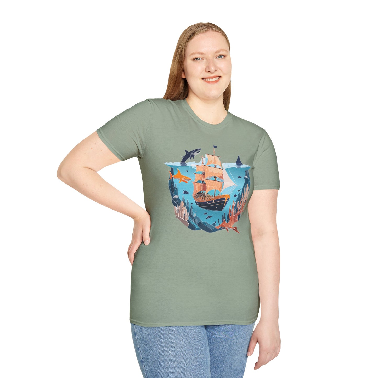 Ocean Tee Shirt, Ocean Shirt, Shirt with Ocean, U boat Tees, Shirt with U-Boat