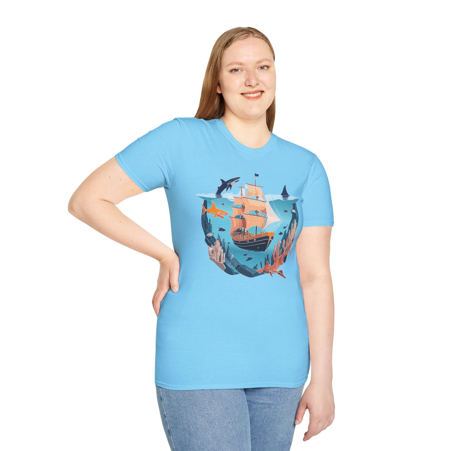 Ocean Tee Shirt, Ocean Shirt, Shirt with Ocean, U boat Tees, Shirt with U-Boat